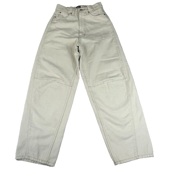 BDG Jeans Womens Size 24 Wide Leg Ivory High Rise Extreme Baggy 5 Pocket Style - Picture 1 of 9